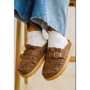 CCOCCI Brown Suede Clog Mules with Buckle